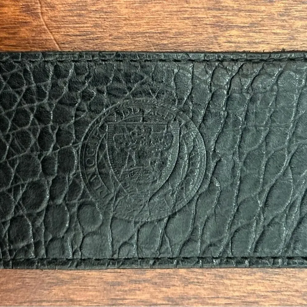 A Different Dialogue Women’s Black Leather Belt, Croc Embossed Made in England